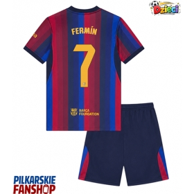 Koszulka piłkarska Barcelona Fermin Lopez #7 Strój Domowy dla dzieci 2026-27 tanio Krótki Rękaw (+ Krótkie spodenki)